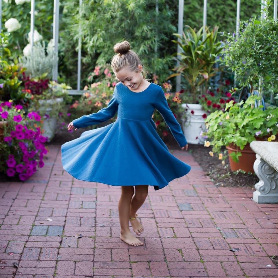 Dark Teal Twirl Dress U-PICK Sleeve length in baby, toddler, and girls sizes