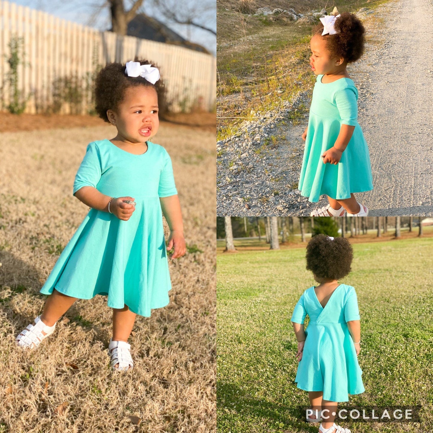 Mint Twirl Dress U-PICK Sleeve length in baby, toddler, and girls sizes