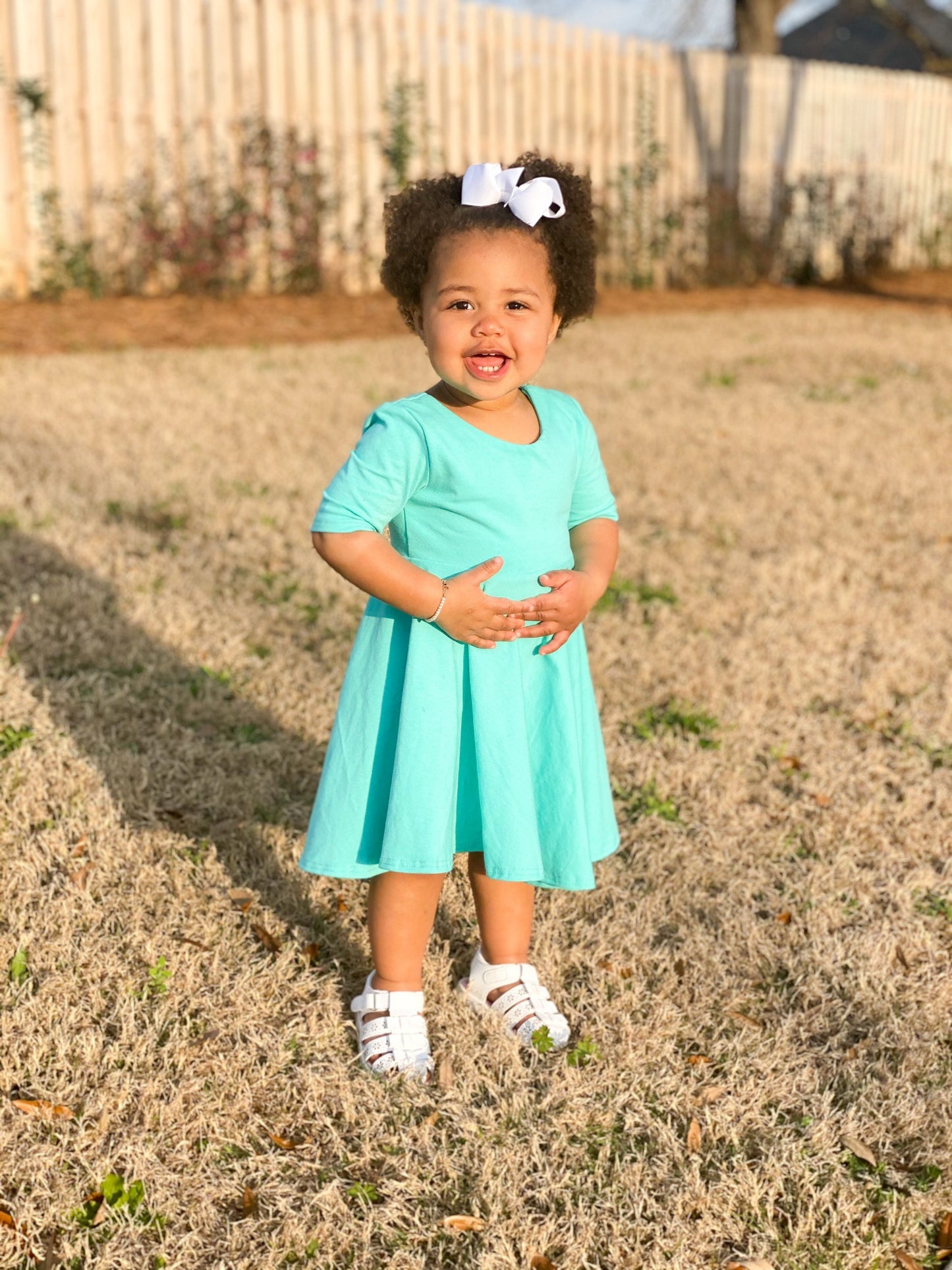 Mint Twirl Dress U-PICK Sleeve length in baby, toddler, and girls sizes