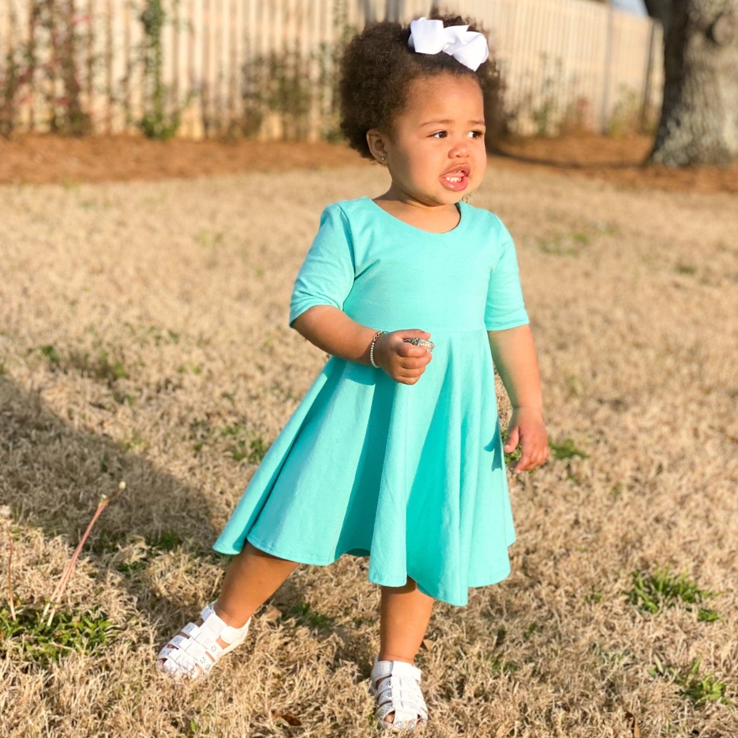 Mint Twirl Dress U-PICK Sleeve length in baby, toddler, and girls sizes