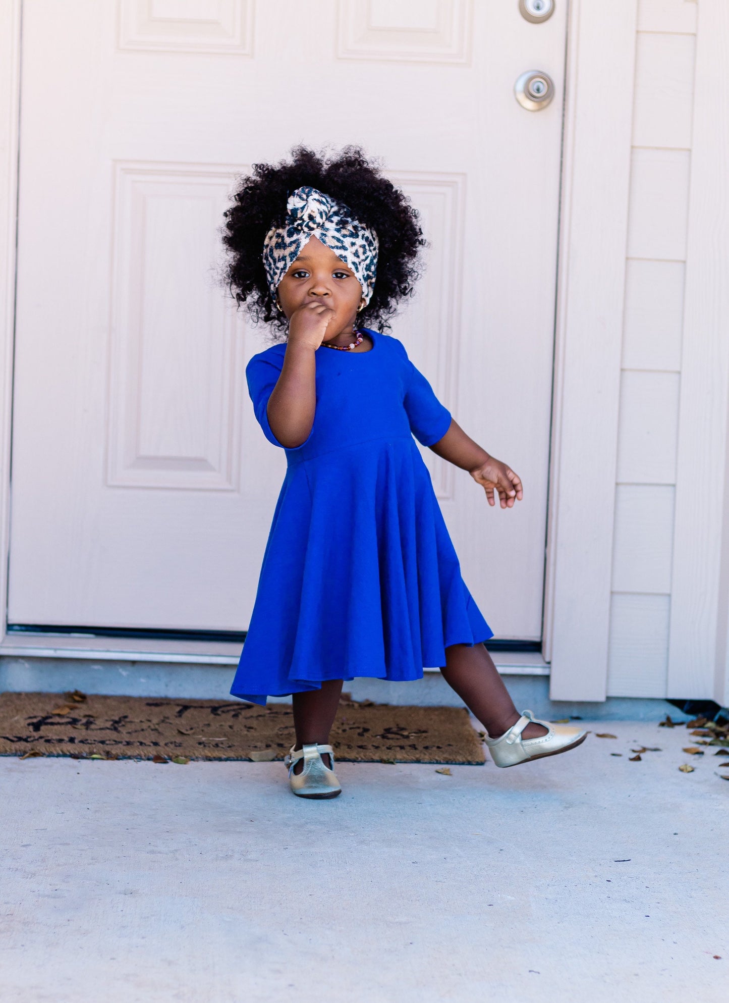 Royal Blue Cobalt Blue Twirl Dress U-PICK Sleeve length in baby, toddler, and girls sizes