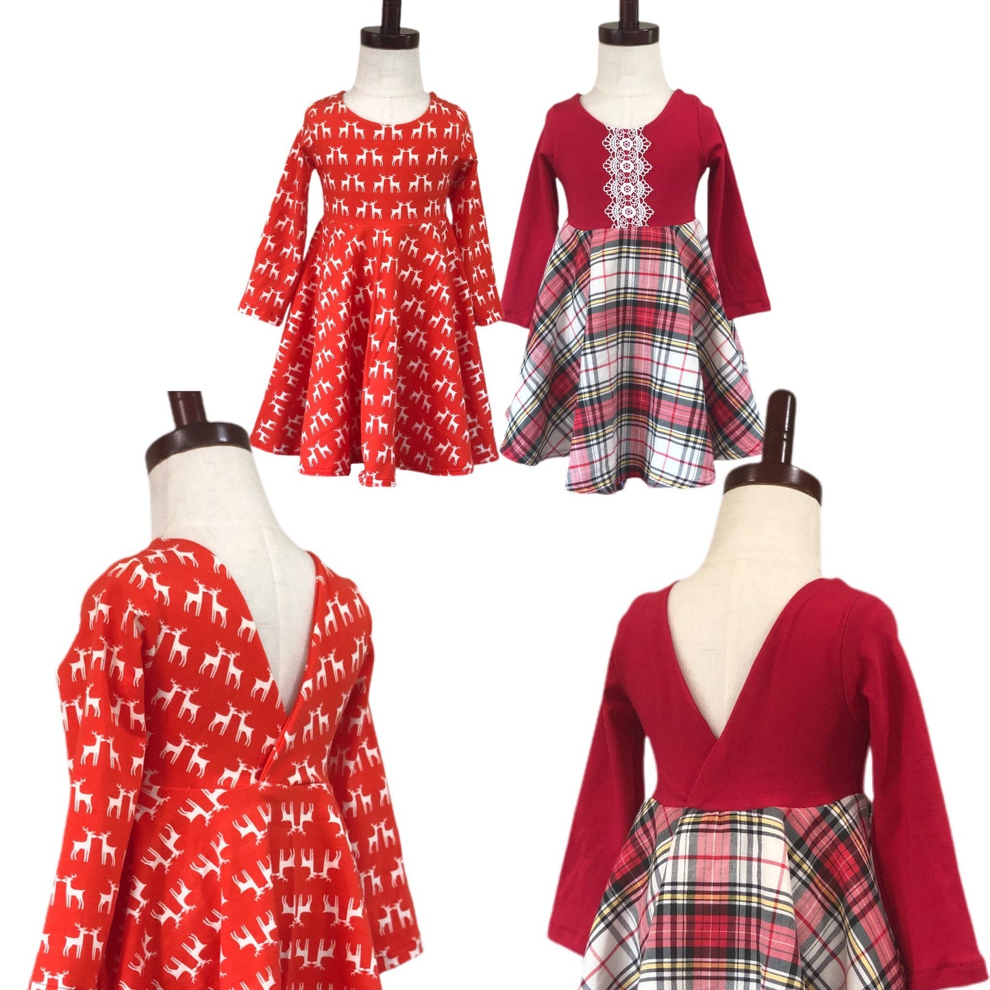 Christmas dress, reindeer dress, christmas plaid dress, fancy or casual christmas dress