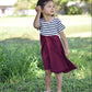 ROYAL BLUE with striped top Twirl Dress sleeve length in baby, toddler, and girls sizes
