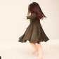 Olive Green  Twirl Dress U-PICK Sleeve length in baby, toddler, and girls sizes