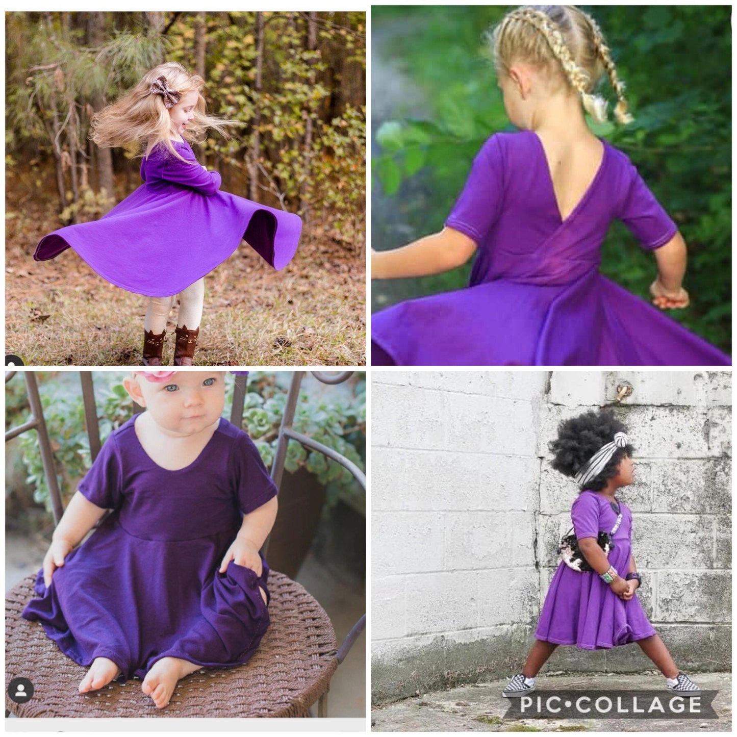 Purple Twirl Dress U-PICK Sleeve length in baby, toddler, and girls sizes