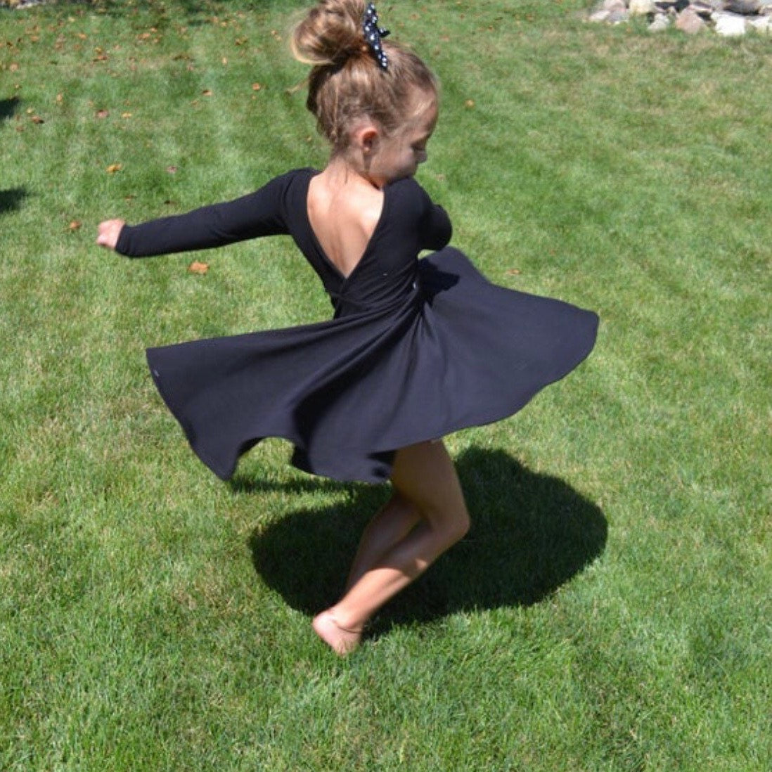 Black Twirl Dress U-PICK sleeve length in baby, toddler, and girls sizes