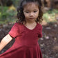 Burgundy Wine  Twirl Dress U-PICK sleeve length in baby, toddler, and girls sizes