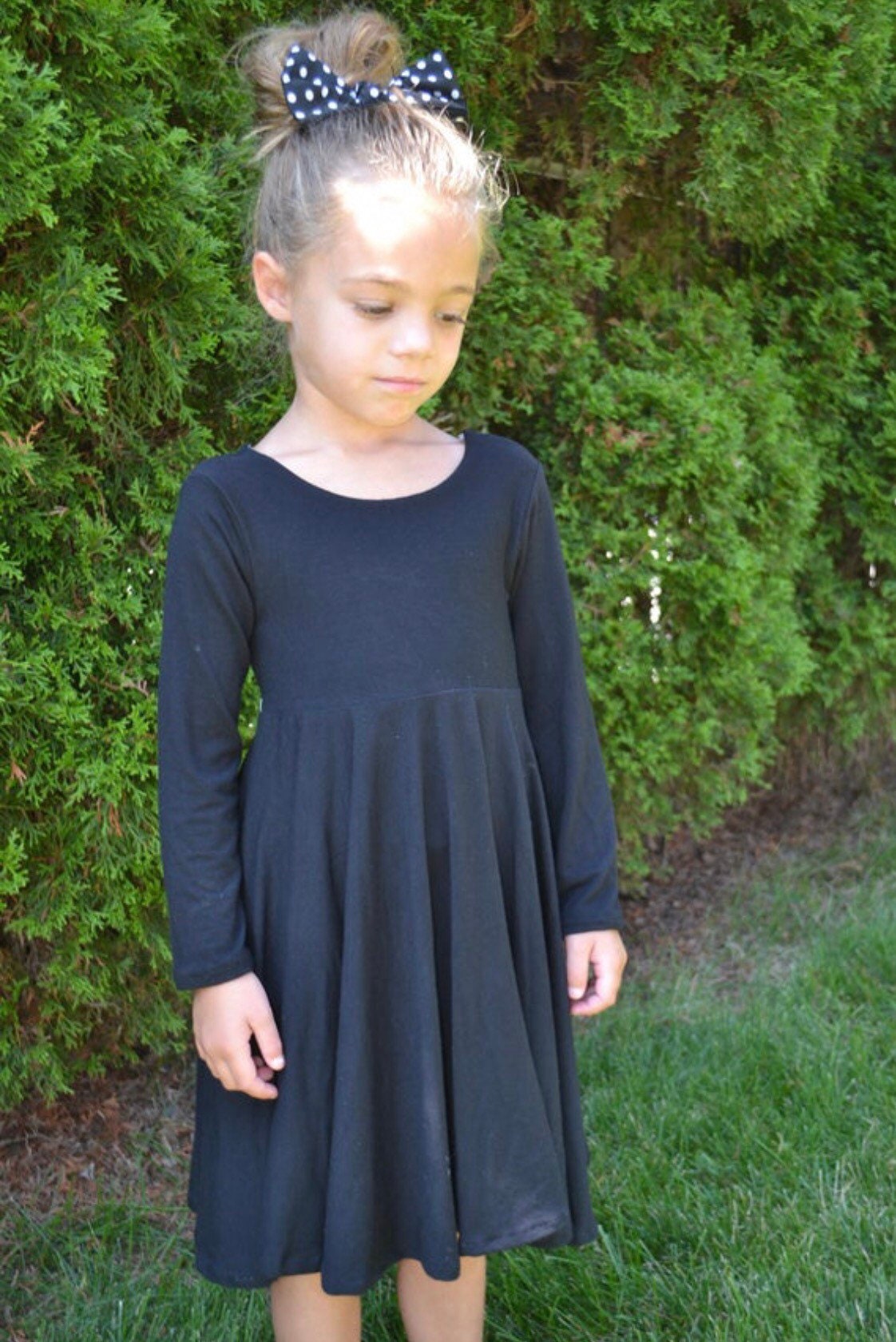 Black Twirl Dress U-PICK sleeve length in baby, toddler, and girls sizes