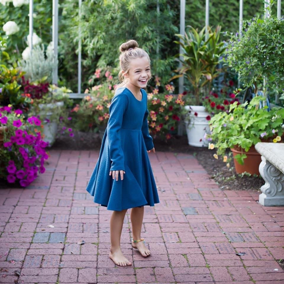 Dark Teal  Twirl Dress U-PICK Sleeve length in baby, toddler, and girls sizes