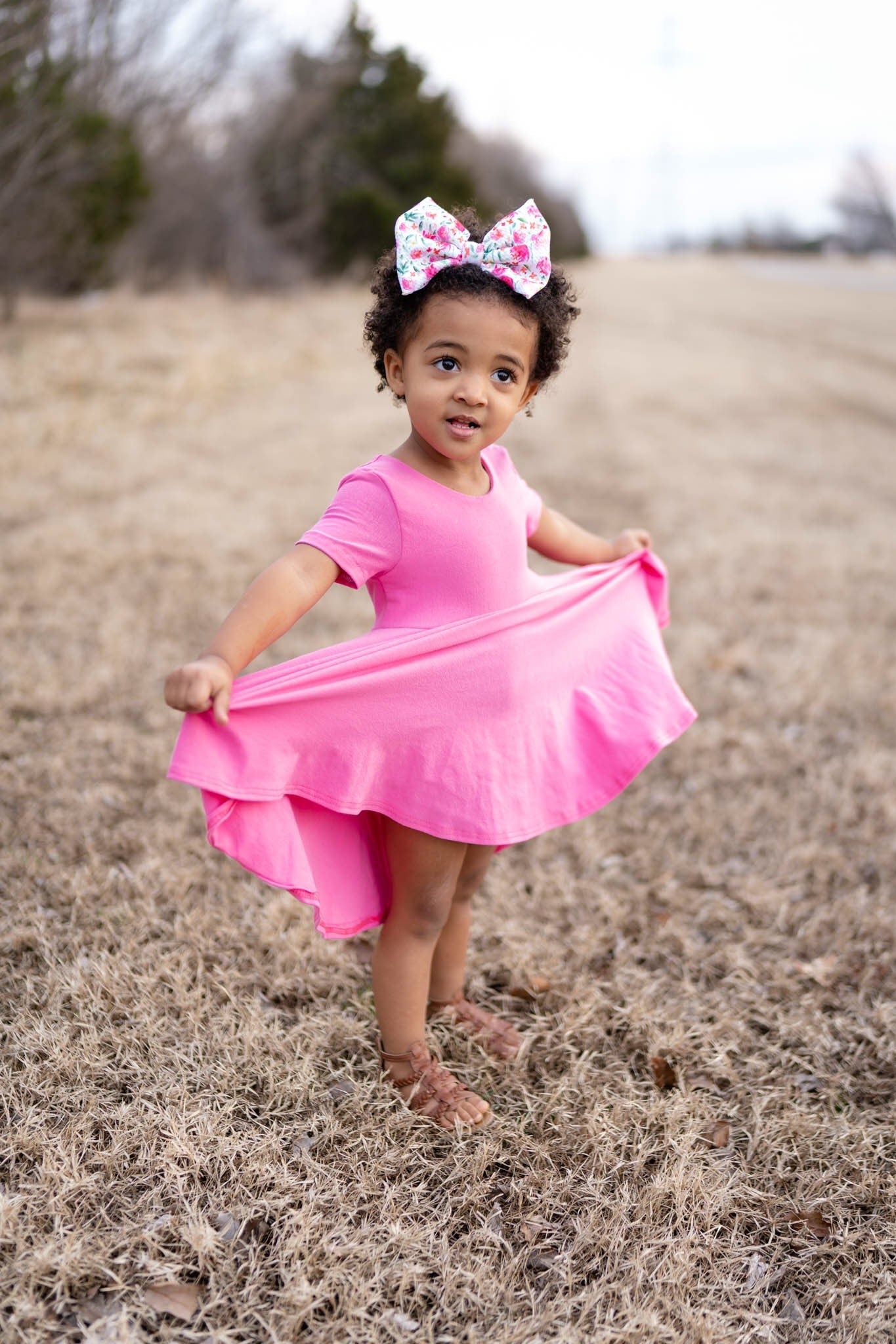 Pink Twirl Dress U-PICK Sleeve length in baby, toddler, and girls sizes