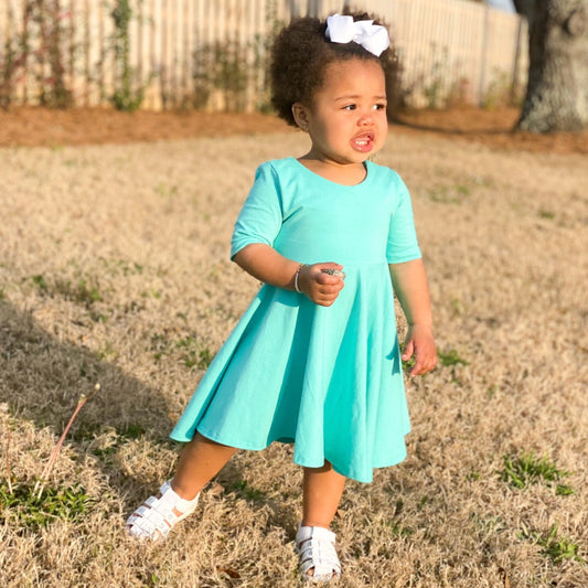 Mint  Twirl Dress U-PICK Sleeve length in baby, toddler, and girls sizes