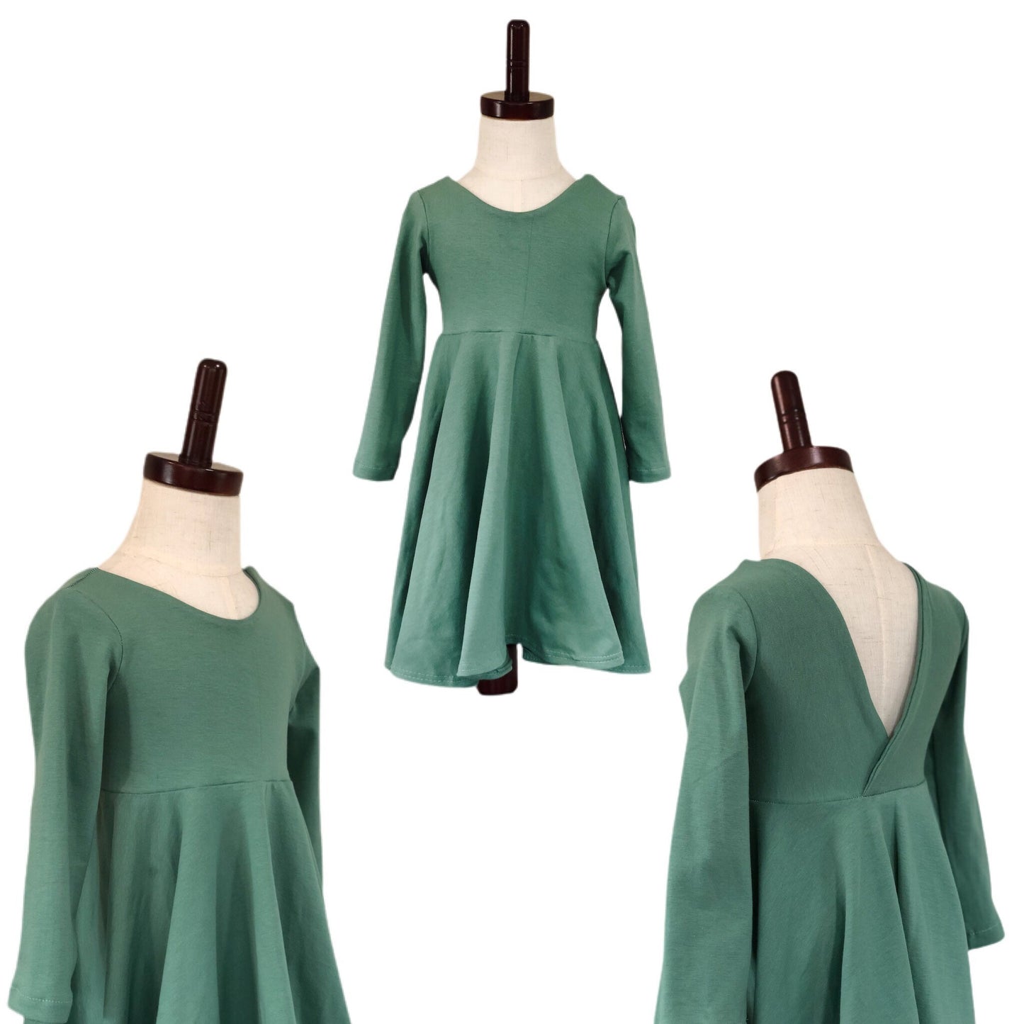 Sage Green Twirl Dress U-PICK Sleeve length in baby, toddler, and girls sizes