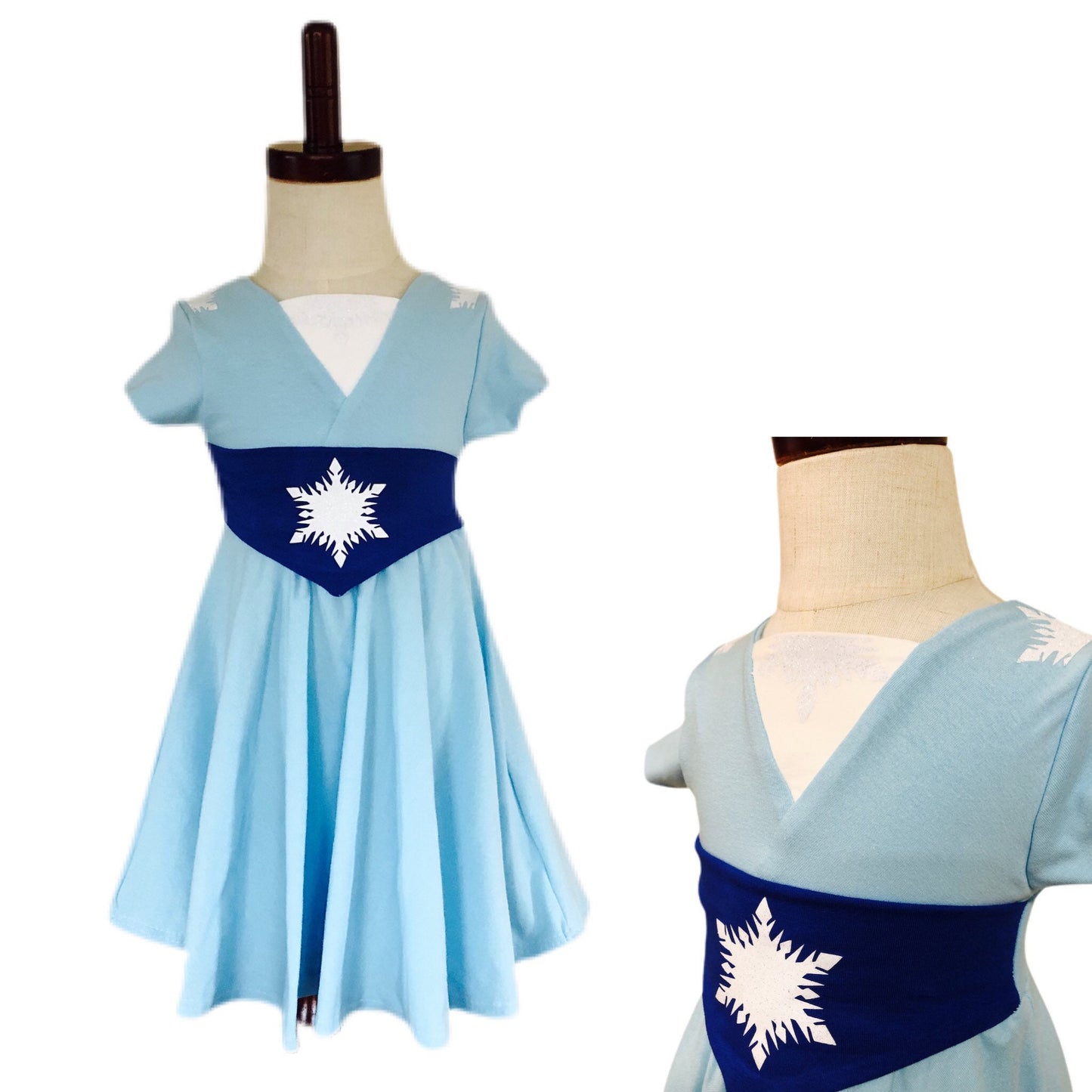 Frozen Elsa Princess Twirl Dress with glitter snowflake details