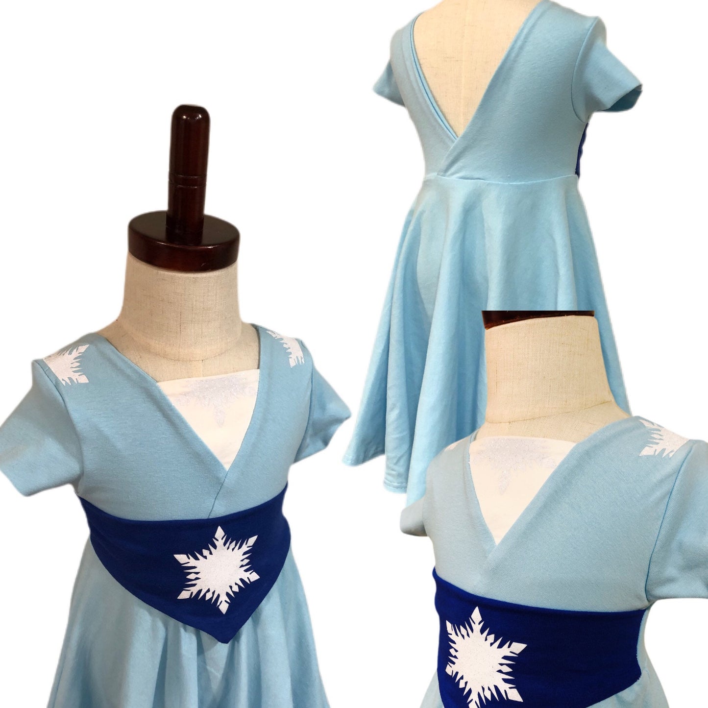 Frozen Elsa Princess Twirl Dress with glitter snowflake details