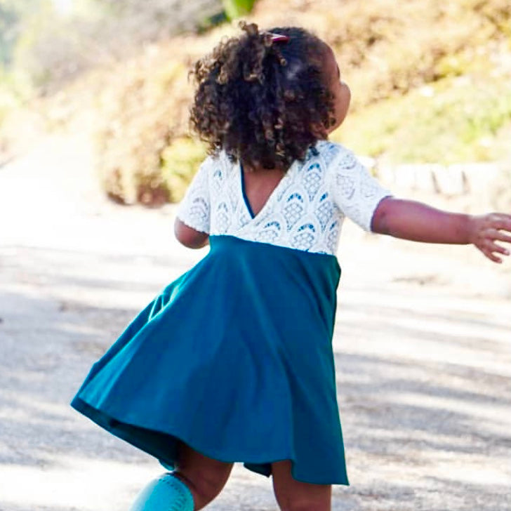 HOT PINK Twirl Dress with Lace Top Twirl Dress U-PICK Sleeve length in baby, toddler, and girls sizes