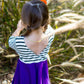 WHITE with striped top Twirl Dress sleeve length in baby, toddler, and girls sizes