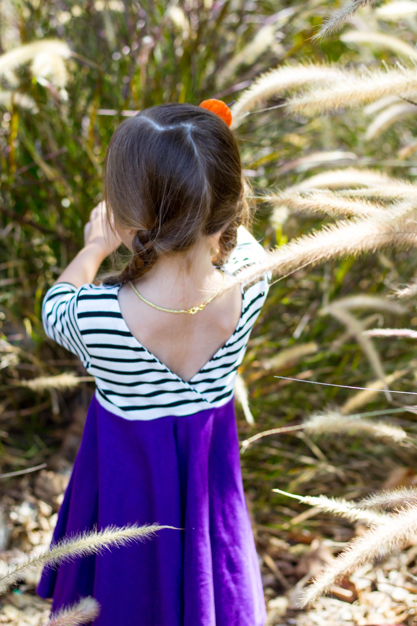 WHITE with striped top Twirl Dress sleeve length in baby, toddler, and girls sizes