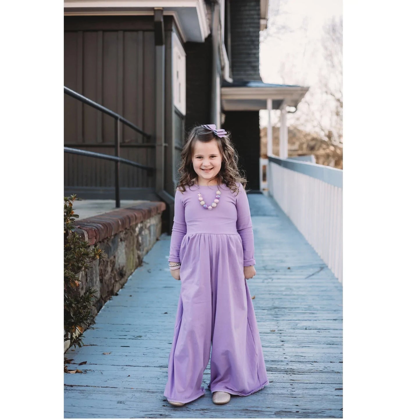 PURPLE Wide leg jumpsuit U Pick Sleeve length for babies, toddlers, and girls sizes