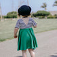 WHITE with striped top Twirl Dress sleeve length in baby, toddler, and girls sizes