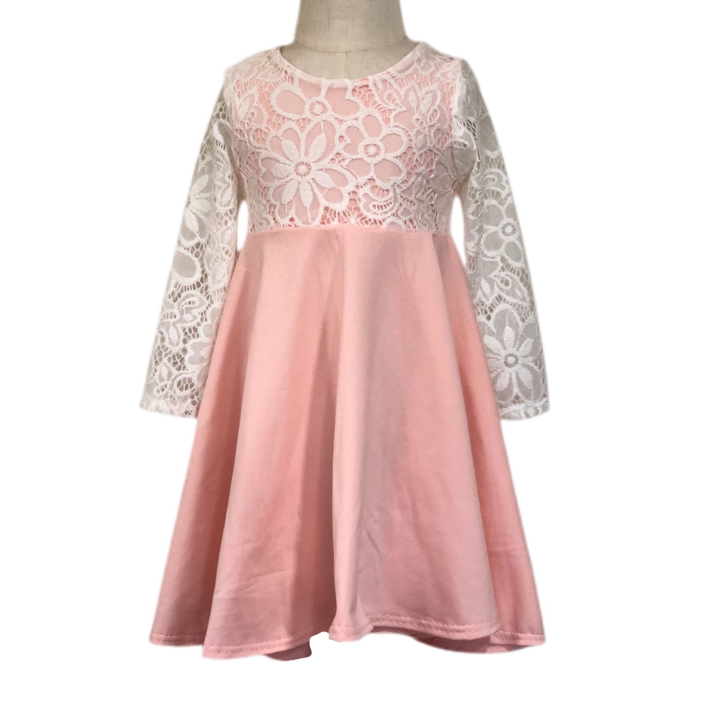 PINK Twirl Dress with Lace Top Twirl Dress U-PICK Sleeve length in baby, toddler, and girls sizes