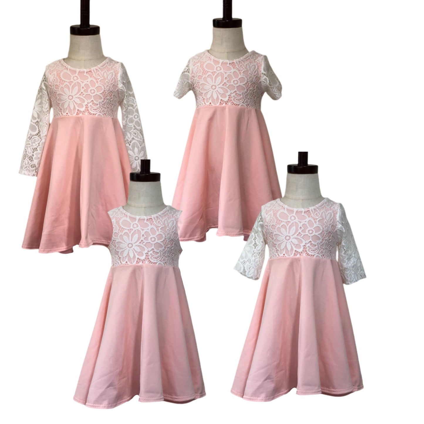 PINK Twirl Dress with Lace Top Twirl Dress U-PICK Sleeve length in baby, toddler, and girls sizes