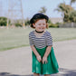 WHITE with striped top Twirl Dress sleeve length in baby, toddler, and girls sizes