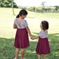 NAVY with striped top Twirl Dress sleeve length in baby, toddler, and girls sizes