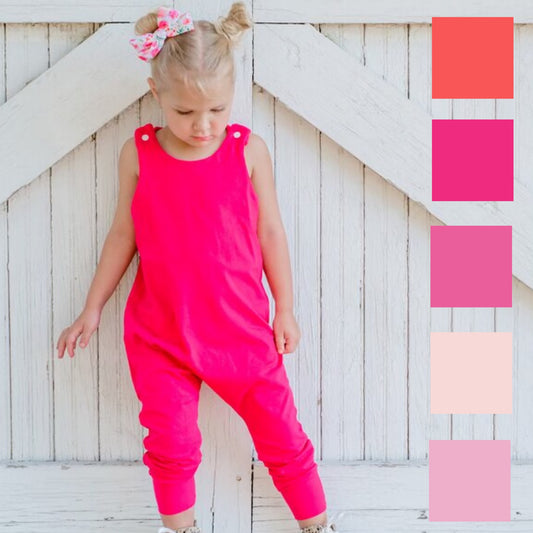 Unisex Snap Harem Romper U-PICK COLOR HOT PINK, CORAL PINK, LIGHT PINK, BLUSH, PINK