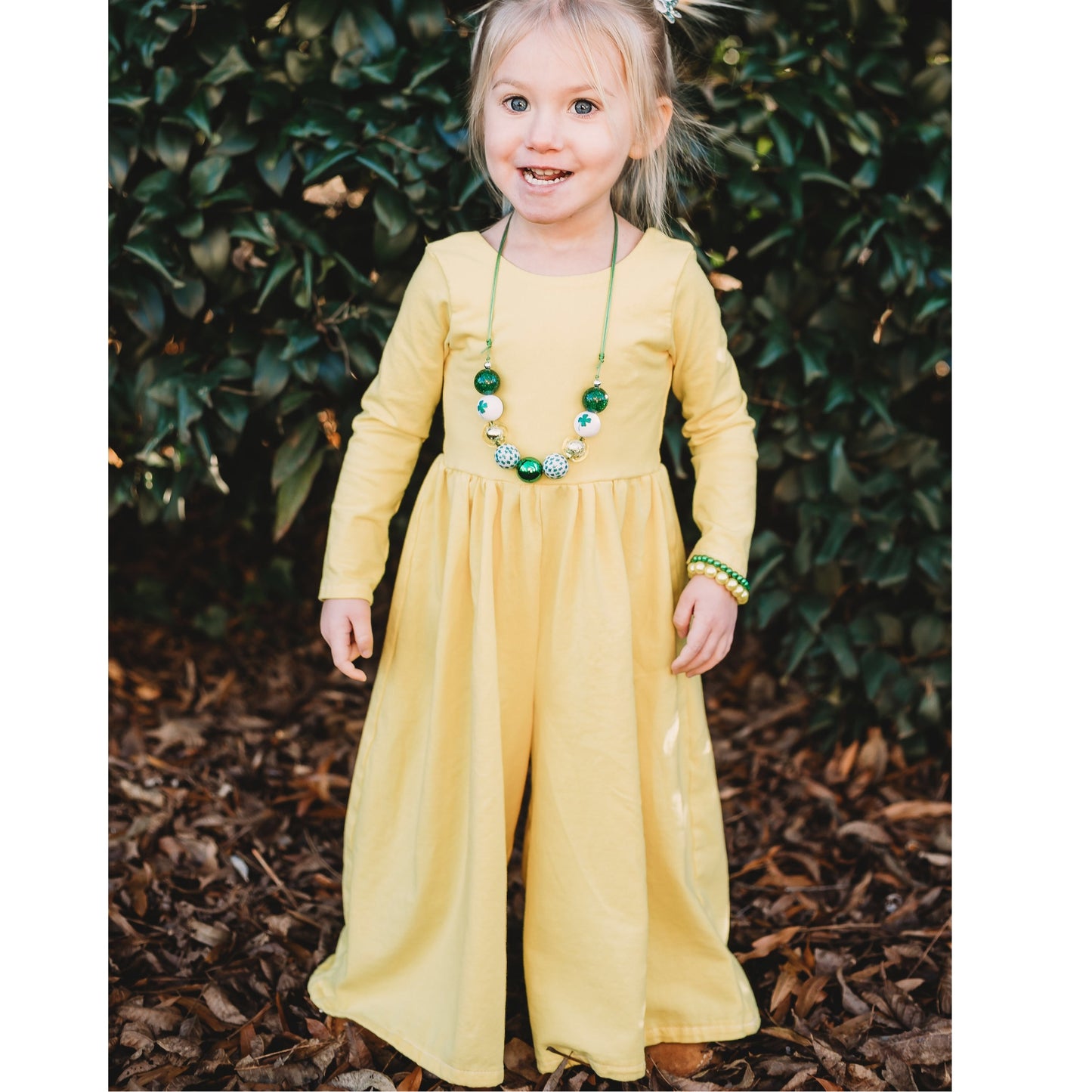 HUNTER GREEN Wide leg jumpsuit U Pick Sleeve length for babies, toddlers, and girls sizes