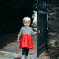 ORANGE with striped top Twirl Dress sleeve length in baby, toddler, and girls sizes