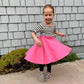 HOT Pink with striped top Twirl Dress sleeve length in baby, toddler, and girls sizes