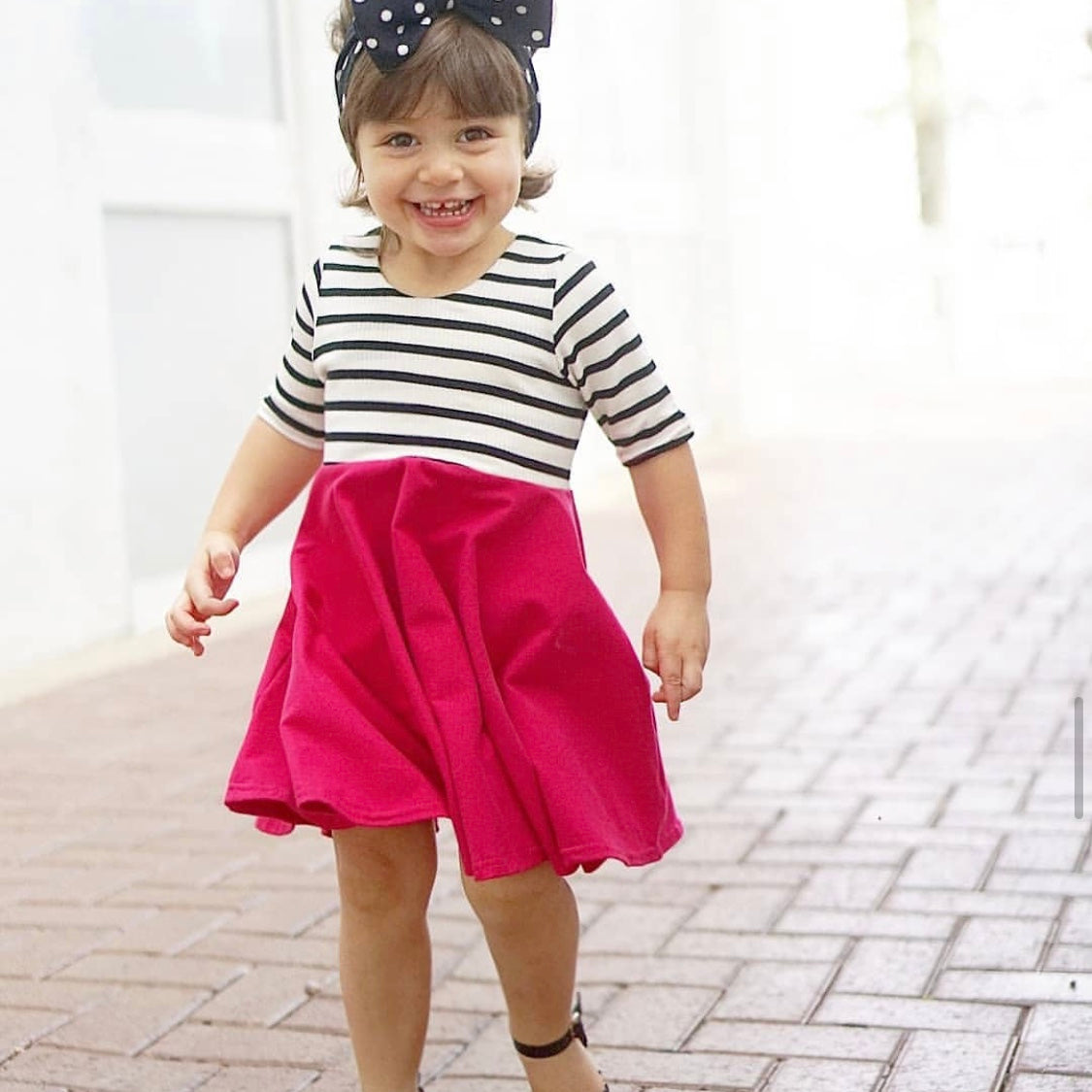 LILAC PURPLE with striped top Twirl Dress sleeve length in baby, toddler, and girls sizes