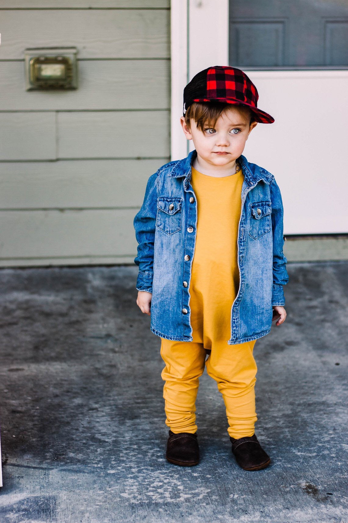 Unisex Snap Harem Romper U-PICK COLOR MUSTARD, MOCHA, CREAM, BURGUNDY, OR RUST ORANGE