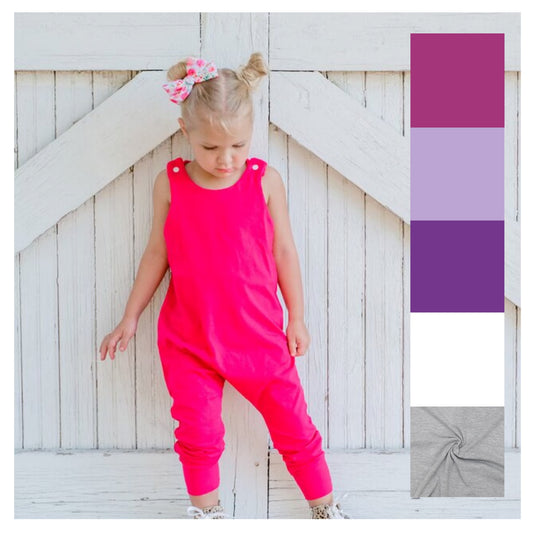 Unisex Snap Harem Romper U-PICK COLOR MAGENTA, LILAC, PURPLE, WHITE, HEATHER GRAY