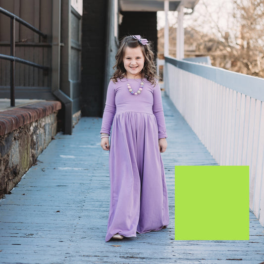 LIME GREEN Wide leg jumpsuit U Pick Sleeve length for babies, toddlers, and girls sizes