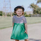 ROYAL BLUE with striped top Twirl Dress sleeve length in baby, toddler, and girls sizes