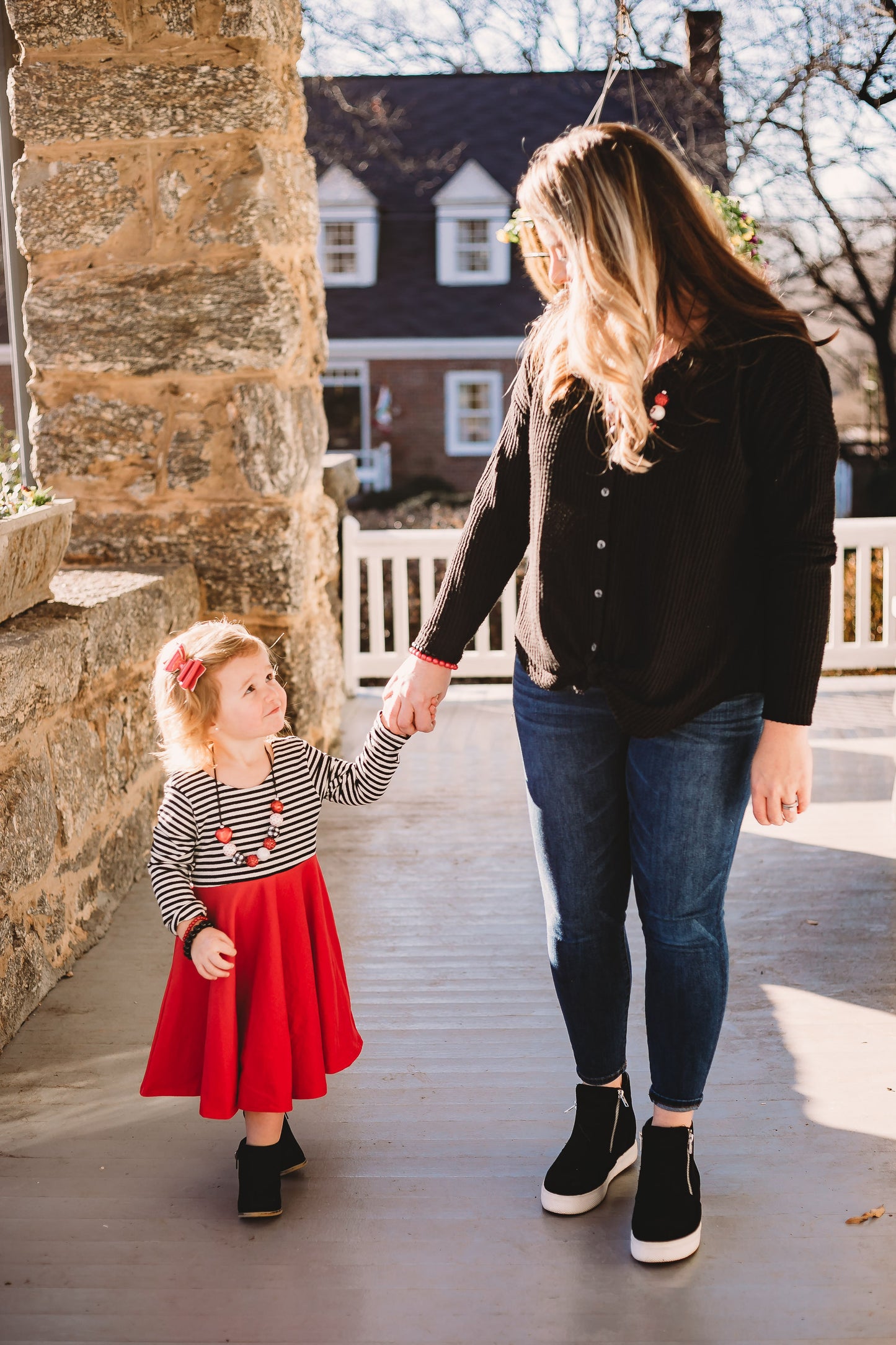 BLUSH PINK with striped top Twirl Dress sleeve length in baby, toddler, and girls sizes