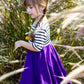WHITE with striped top Twirl Dress sleeve length in baby, toddler, and girls sizes