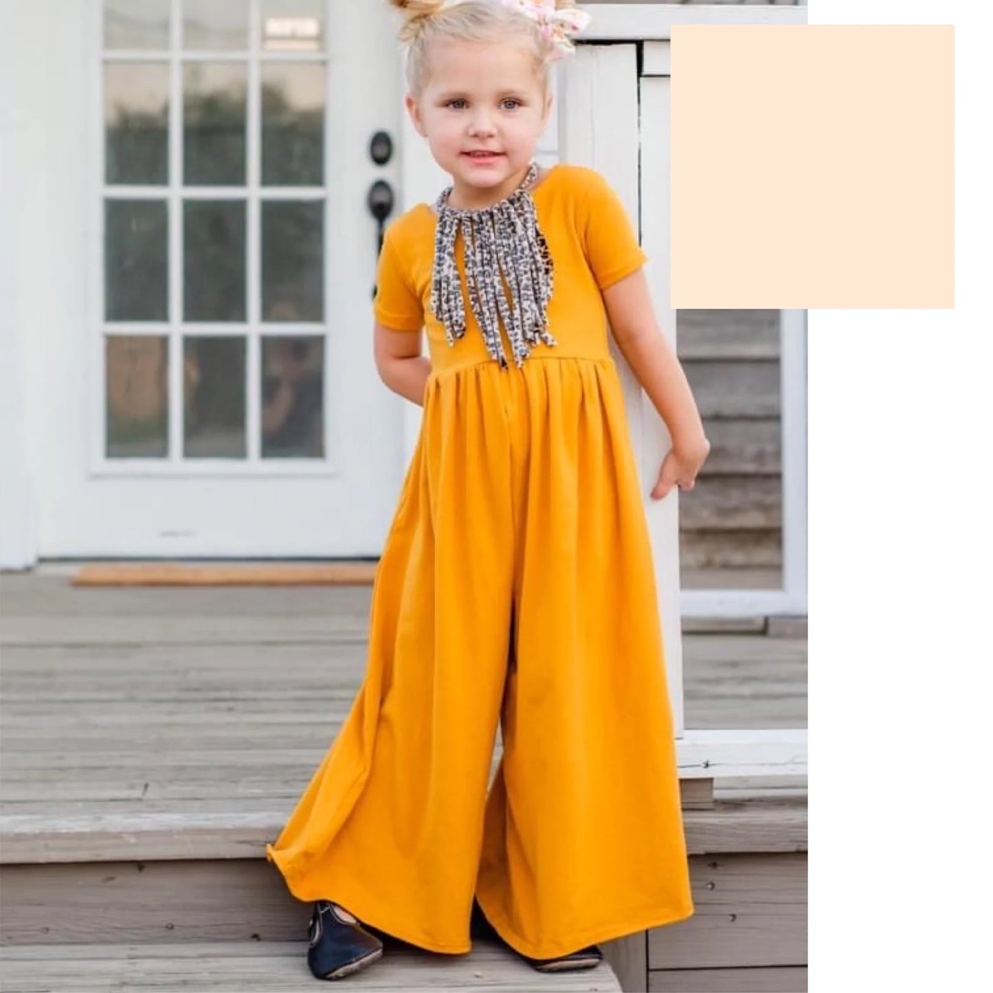 CREAM Wide leg jumpsuit U Pick Sleeve length for babies, toddlers, and girls sizes