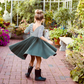 OLIVE with striped top Twirl Dress sleeve length in baby, toddler, and girls sizes