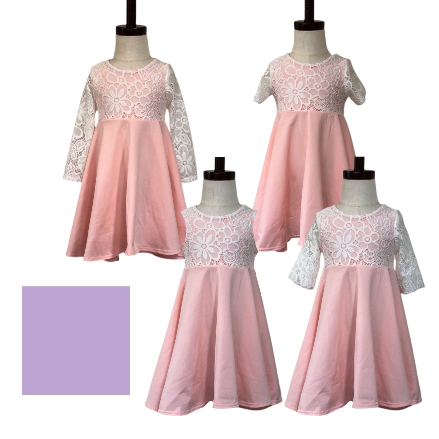 LILAC Twirl dress with Lace Top Twirl Dress U-PICK Sleeve length in baby, toddler, and girls sizes