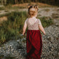 RED Jumpsuit with lace detail Wide leg jumpsuit U Pick Sleeve length for babies, toddlers, and girls sizes