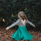 BLUSH PINK with striped top Twirl Dress sleeve length in baby, toddler, and girls sizes