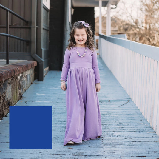 ROYAL BLUE Wide leg jumpsuit U Pick Sleeve length for babies, toddlers, and girls sizes