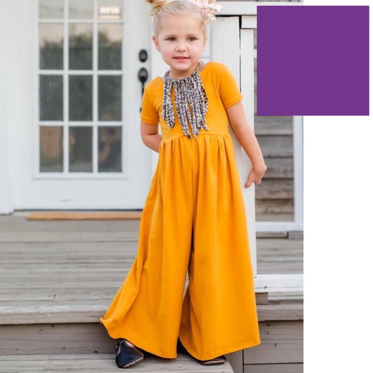 PURPLE Wide leg jumpsuit U Pick Sleeve length for babies, toddlers, and girls sizes