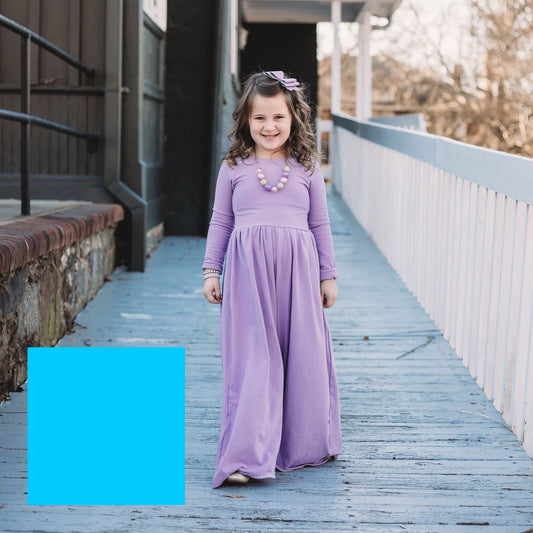 AQUA BLUE Wide leg jumpsuit U Pick Sleeve length for babies, toddlers, and girls sizes