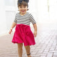 BABY BLUE with striped top Twirl Dress sleeve length in baby, toddler, and girls sizes